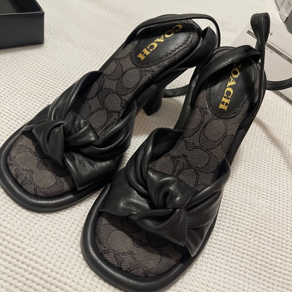 COACH QUINCEY LEATHER HEELS - Picture 1 of 7